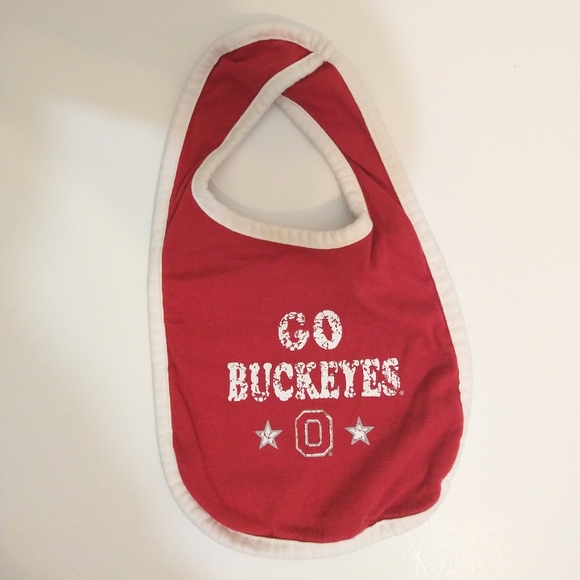 🌹Go Buckeyes Red and White Ohio State Baby Bib - Picture 1 of 2